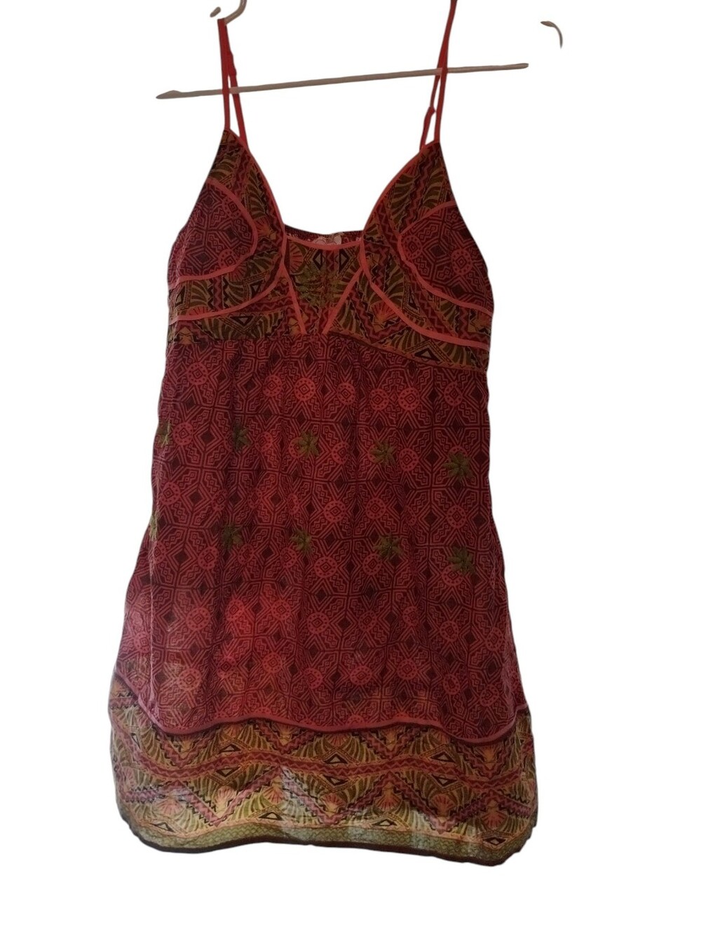Grifflin Paris Design Women's Red Printed Spaghetti-Strap Boho-Style Dress